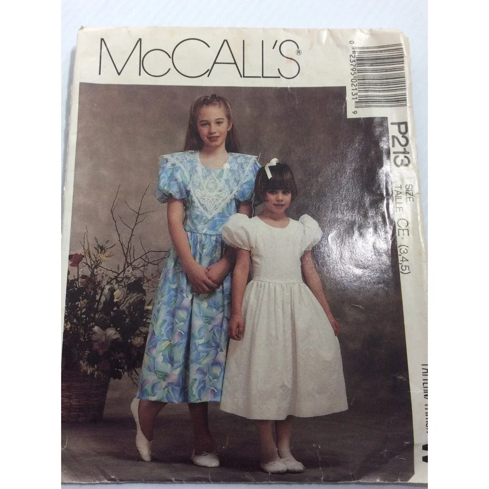 1990 McCalls P213 Vintage Sewing Pattern Childrens Anniversary Dress Size 3 4 5